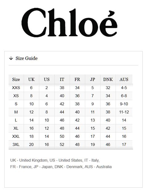 chloe size chart uk